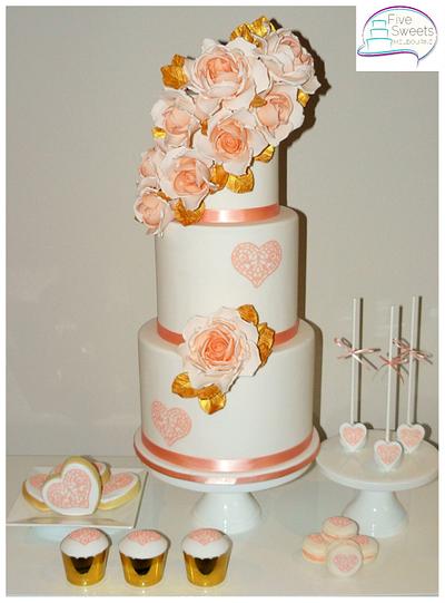Peach wedding cake - Cake by Five Sweets Melbourne