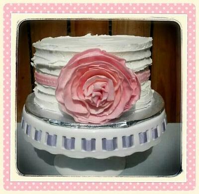 Vintage Buttercream Ruffle Flower Smash Cake - Cake by Classic Goodness Bakery