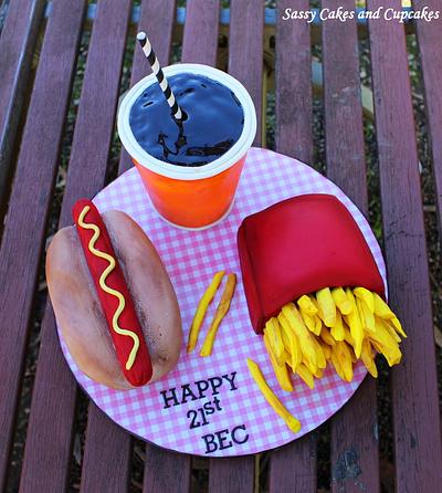 Hot Dog, Fries and a Coke - Cake by Sassy Cakes and Cupcakes (Anna)