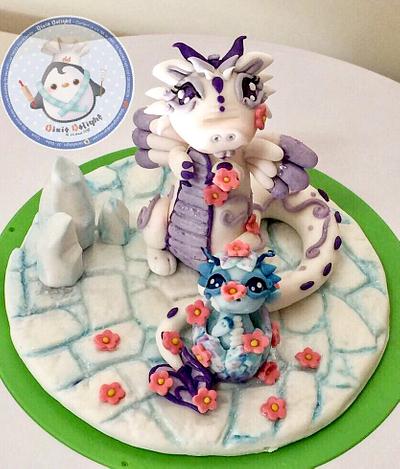 Mom and baby Dragon  - Cake by DixieDelight by Lusie Lioe
