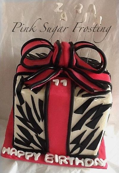 Zebra Print Birthday Cake  - Cake by pink sugar frosting