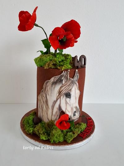 B-day horse and poppies - Cake by Kaliss