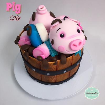 Torta Cerdito - Piggy Cake - Cake by Dulcepastel.com