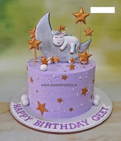 Unicorn cake with moon and stars - Cake by Sweet Mantra Homemade Customized Cakes Pune