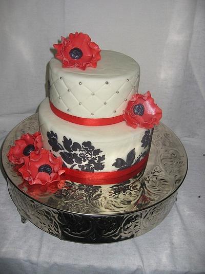 Red Flower Wedding cake  - Cake by cakes2gobymayanaji