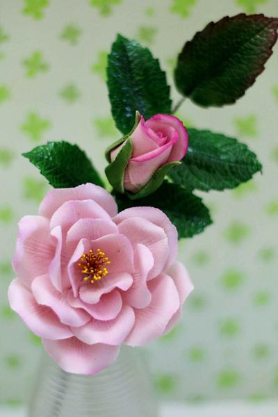 Gumpaste Open (baby pink)Rose  - Cake by Anand