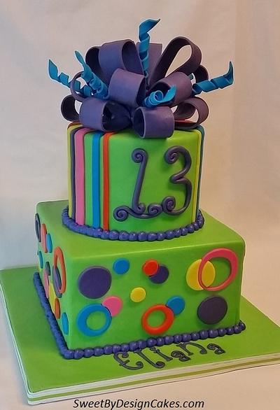 Neon Dots and Stripes Birthhday - Cake by SweetByDesign