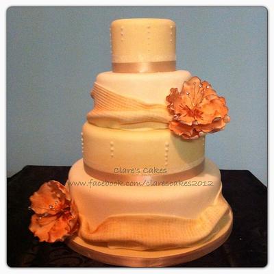 bronze peony cake - Cake by Clare's Cakes - Leicester