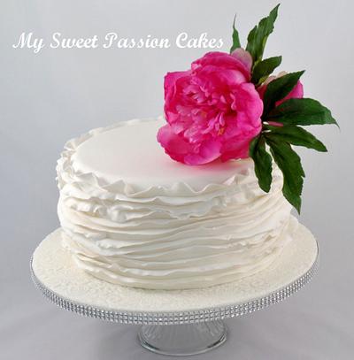 Wedding Cake, with Peony - Cake by Beata Khoo