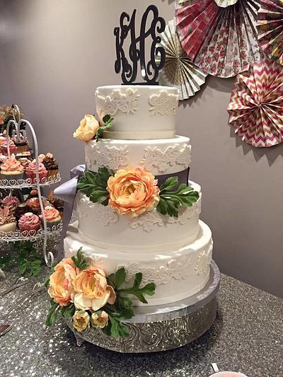 Vintage Lace Wedding Cake - Cake by Tonya