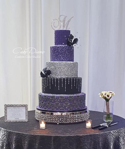 Caitlin's purple bling wedding - Cake by Diane