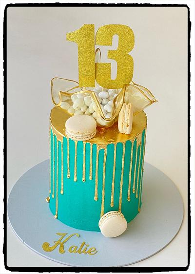 Gold and teal - Cake by Rhona