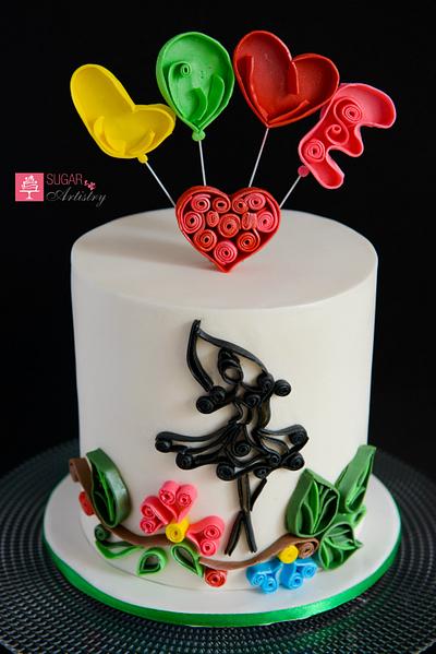 LOVE - Quilling art - Cake by D Sugar Artistry - cake art with Shabana