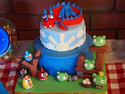 My Sons 5th Angry Birds/Dragon - Cake by LCSCC
