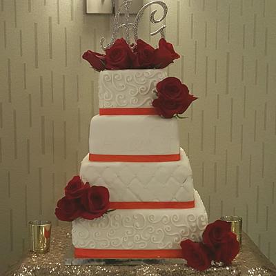 Elegant Scrolls Wedding Cake - Cake by Tiffany DuMoulin