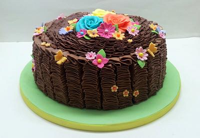Chocolate Ruffle Birthday Cake - Cake by Sarah Poole