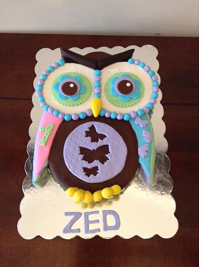 Quilted Owl 1st Birthday Cake - Cake by RainCityCakes