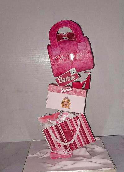 Barbie shopping Gravity defying cake - Cake by edibleelegancecakeszim