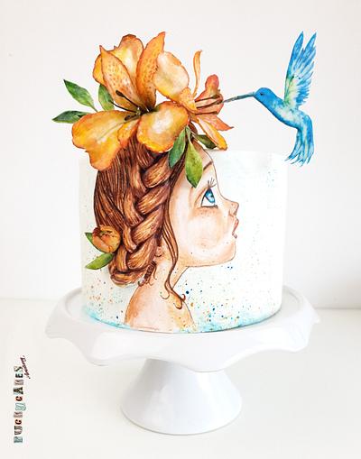  Hummingbird girl - Cake by Puckycakes