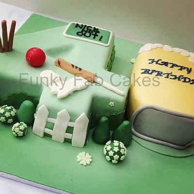 Number 40 cake with Cricket and beer mug theme - Cake by funkyfabcakes
