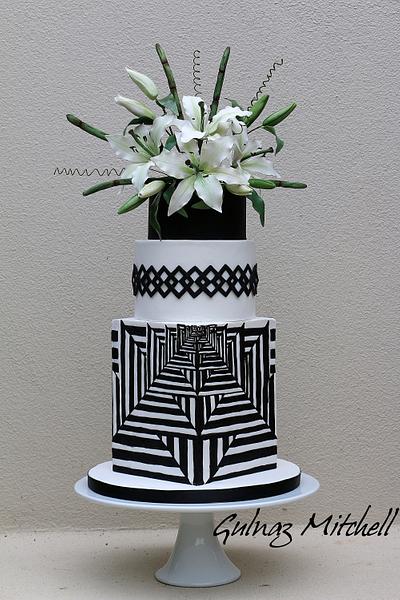 Black and white illusion cake - Cake by Gulnaz Mitchell