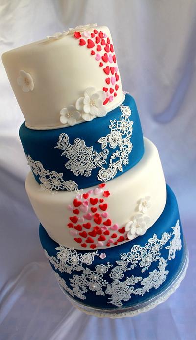 Blue, white, rose.... - Cake by Kateřina Lončáková