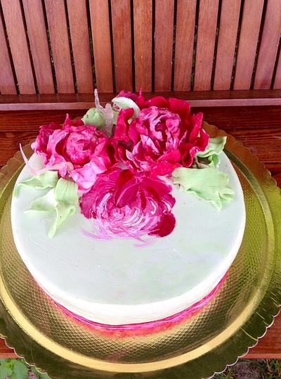 Pions ( gum paste, hand painting) - Cake by DinaDiana