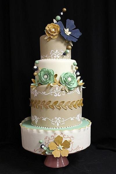 Gold Bubble Flower Wedding Cake - Cake by Leo Sciancalepore