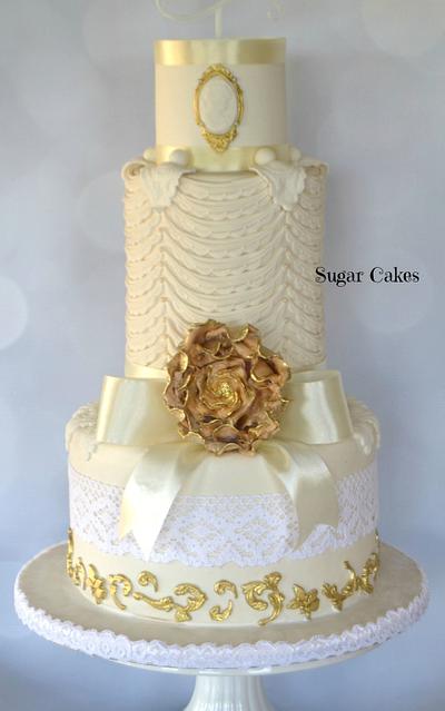 White & Gold Marie Antoinette Love - Cake by Sugar Cakes 