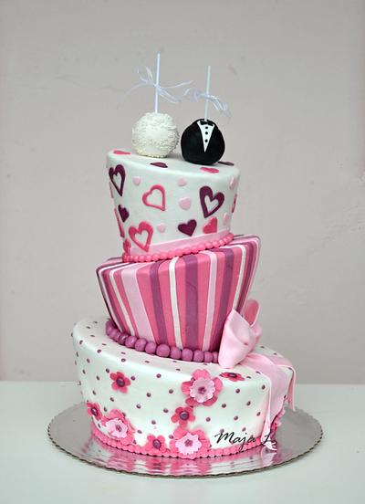 wedding cake with cake pops - Cake by majalaska