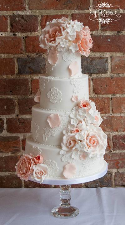 Peach Roses Desert table - Cake by Emma Waddington - Gifted Heart Cakes