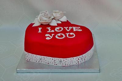 Valentine heart with white roses - Cake by Planet Cakes