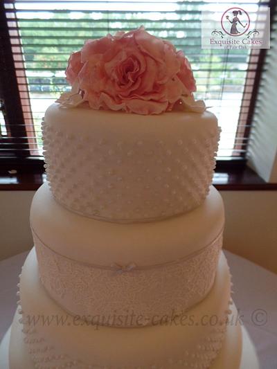Pearl and Lace Wedding Cake - Cake by Natalie Wells