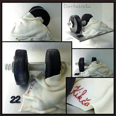 3D - Dumbbell and towel - Cake by DortaNela