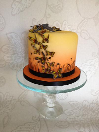 Sunset Butterflies - Cake by Carol