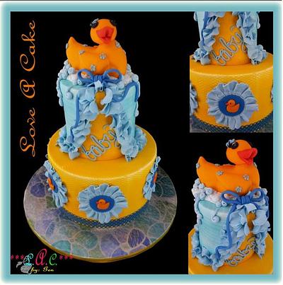 Rubber Ducky-themed Baby Shower Cake - Cake by genzLoveACake
