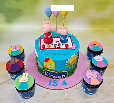 Peppa Pig cake and cupcakes - Cake by Sweet Mantra Homemade Customized Cakes Pune