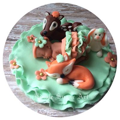 Woodland theme Baby shower cake topper  - Cake by Edible Sugar Art