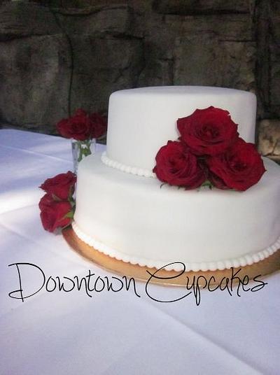 Red and White Wedding Cake - Cake by CathyC