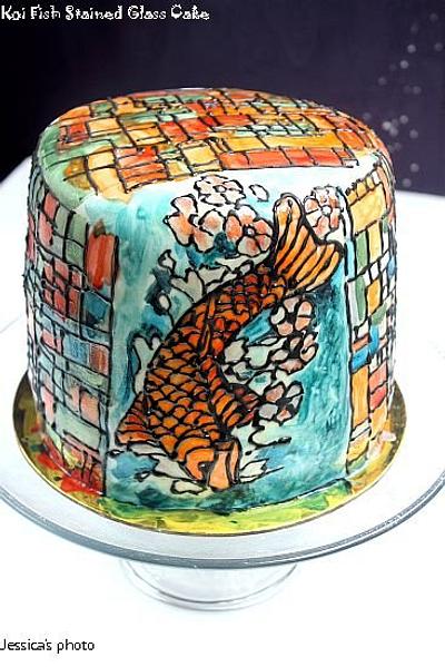 Koi Fish Stained Glass Cake - Cake by Jessica MV