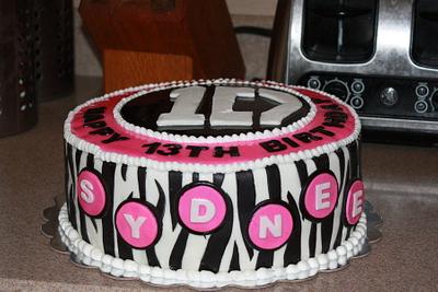 New Direction Zebra and Pink Fondant Cake - Cake by Michelle