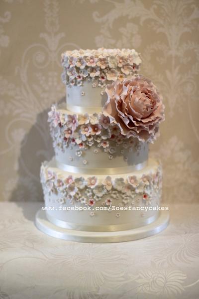 Pretty Pale pink and Peony wedding cake - Cake by Zoe's Fancy Cakes