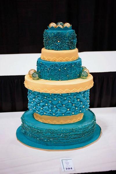 teal and gold wedding cake - Cake by Farnaz
