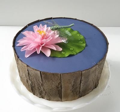 Water lily and dragon fly - Cake by Monika