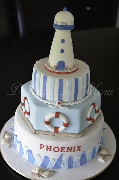 Nautical themed christening cake - Cake by designed by mani