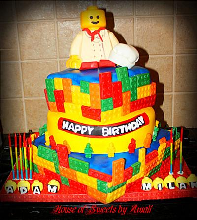 Chef Lego cake for a 'build your own pizza' party!  - Cake by Amali 
