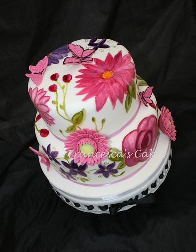 Handpainted Flowers Cake - Cake by francescascakes