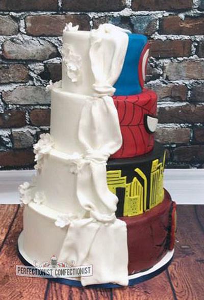 Emma and Fran - Superheroes Vs Classic Wedding Cake - Cake by Niamh Geraghty, Perfectionist Confectionist