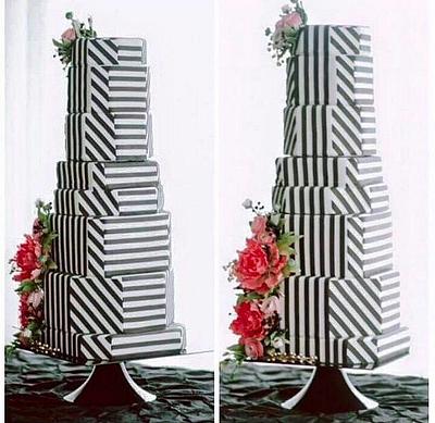 Black and White Stripe Ziggurat Cake - Cake by Alex Narramore (The Mischief Maker)