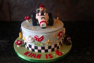 mario brothers, cake. All decorations including figure and kart made from gumpaste. - Cake by Caked